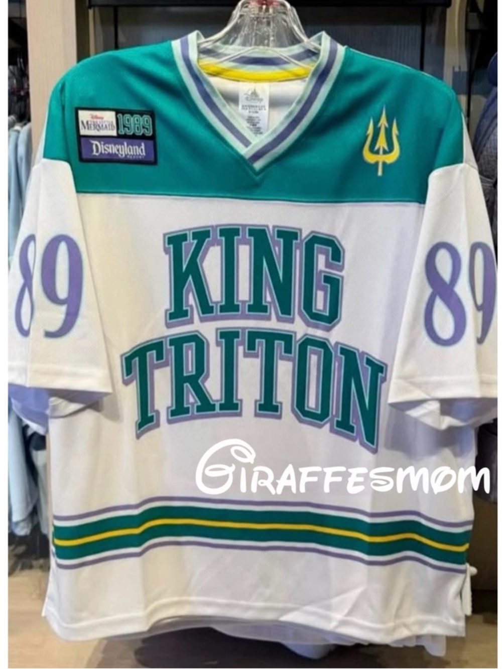 Disneyland King Triton 89 Football Jersey Little Mermaid Disney Prince New